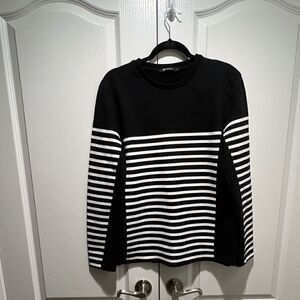 T by Alexander Wang Striped Pullover Sweatshirt Women Size Small Blk/White